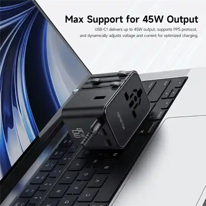 Mcdodo CP-3270 45W Universal Travel Adapter Kit with 3 USB-C & 2 USB-A Ports + USB-C to USB-C Cable